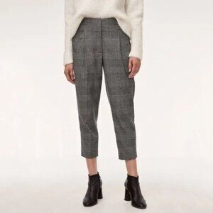 Aritzia Wilfred Gimont Pant Plaid Wool Crop Trousers Straight Leg checkered 6